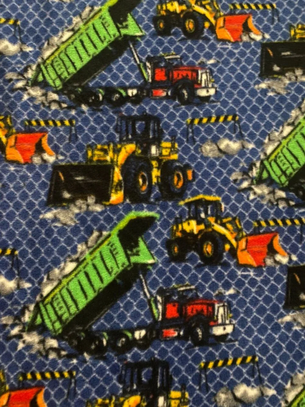 Handmade Construction Truck Fleece Blanket Blue & Orange Kids Baby, 52x43